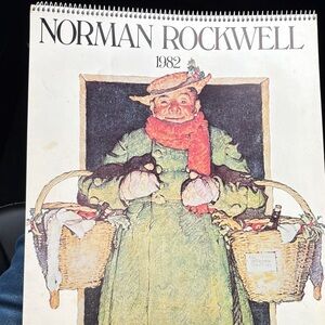 Norman Rockwell Green Coat with Red Scarf Illustration